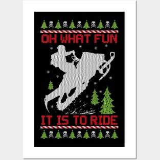 Fun Christmas Snowmobiler Posters and Art